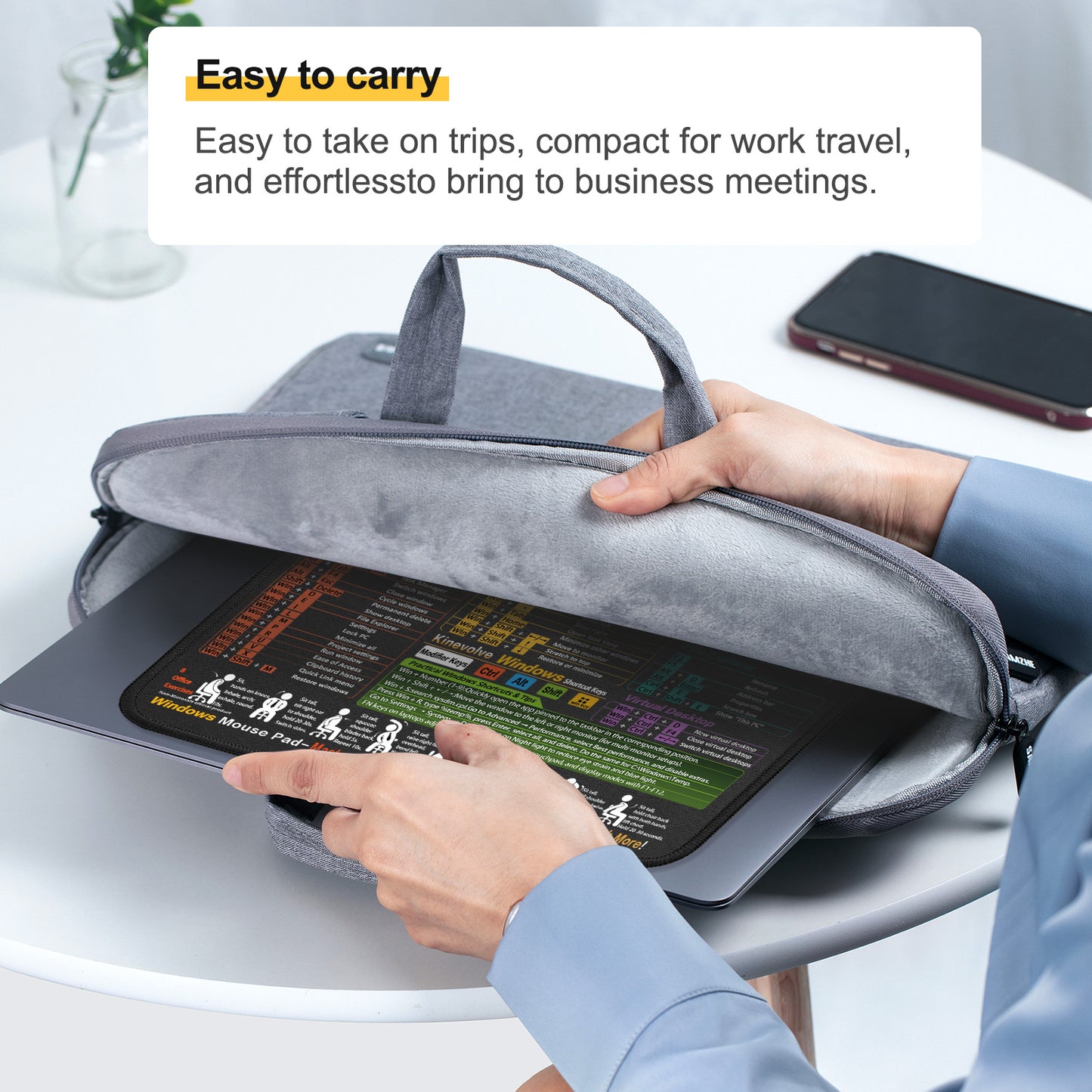 Mouse Pad with Windows Shortcuts – Small Windows Cheat Sheet Desk Pad – 11.8"x9.8" Portable Computer Mousepad – Gaming, Office, Waterproof, Non-Slip, Stitched Edges Visit the Kinevolve Store