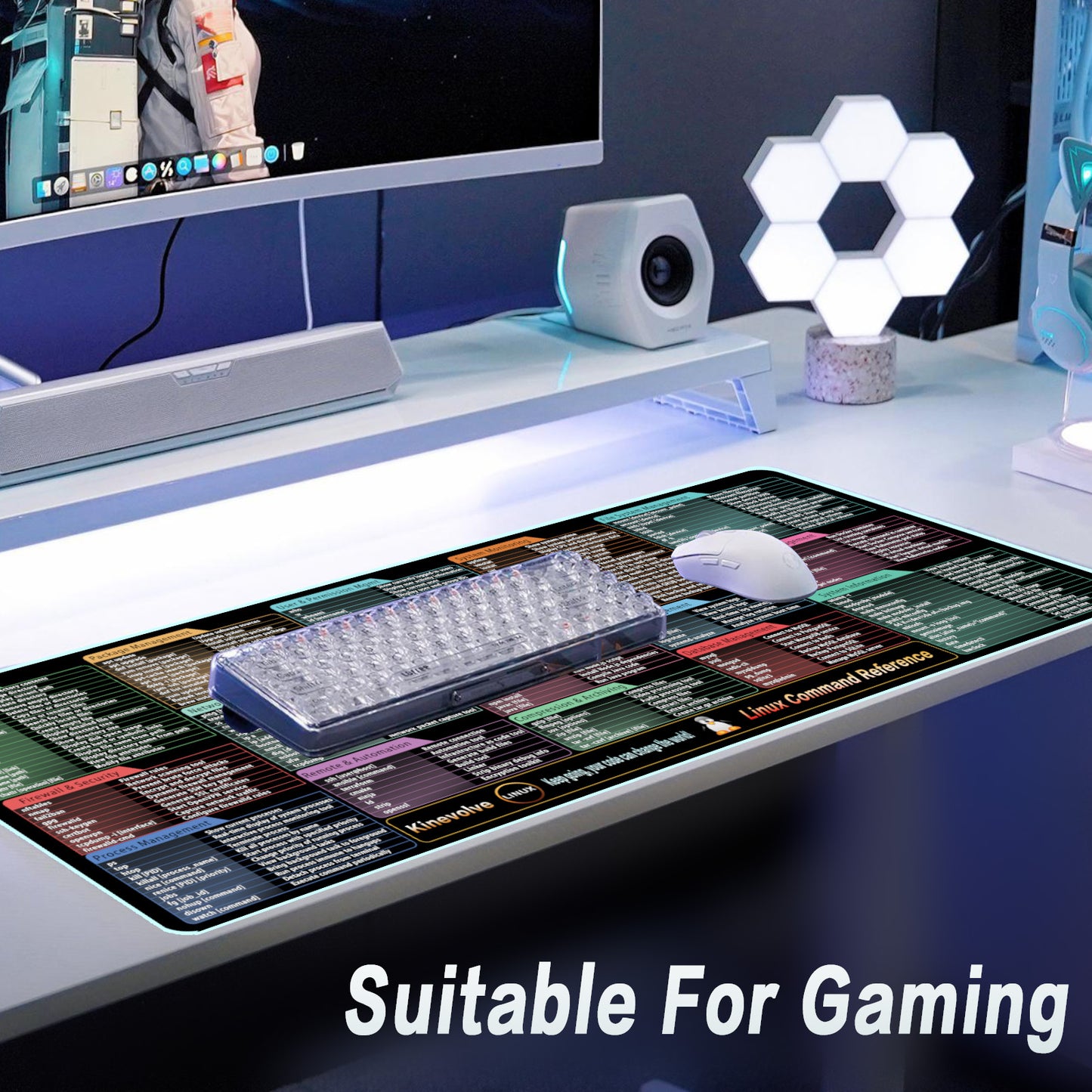 Linux Commands Mouse Pad,180+ Commands Desk Mat,Shortcuts to Kali/Ubuntu/OpenSUSE/Red Hat/Arch/Debian/Unix Programmer. XL Cheat Sheet Mousepad