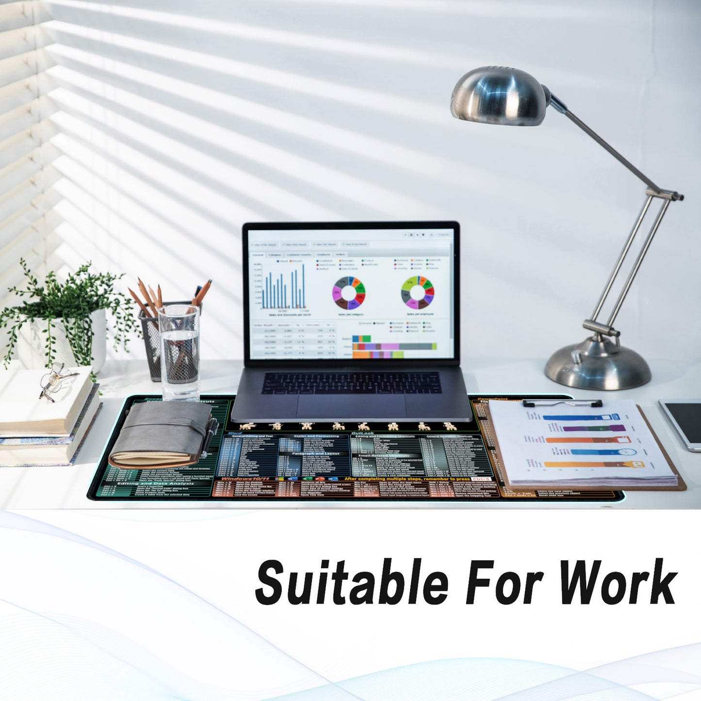 Excel,Word,Outlook,Windows,PowerPoint Cheat Sheet Mouse Pad,Extended Large XL Office Shortcut Keyboard Desk Pad,Non-Slip Accessories Desk Mat 31.5" x 11.8"